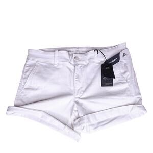 American Eagle AEO WHITE SHORTS Women's 12 Super Stretch Shape Cuffed Twill NWT